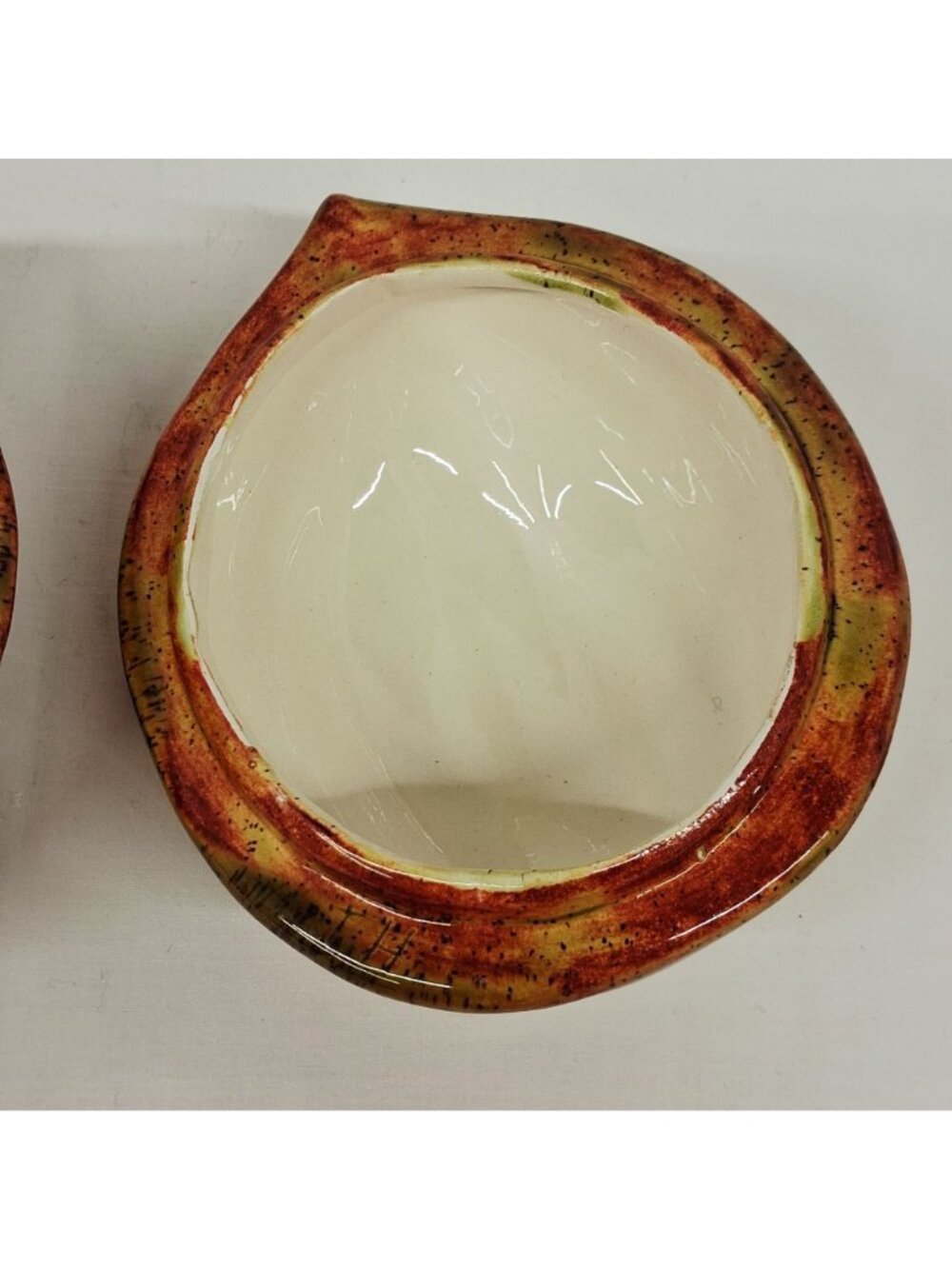 VTG 70's Handmade Ceramic Walnut / Nut Shaped Nut / Candy / Trinket Dish Glossy - Picture 5 of 10